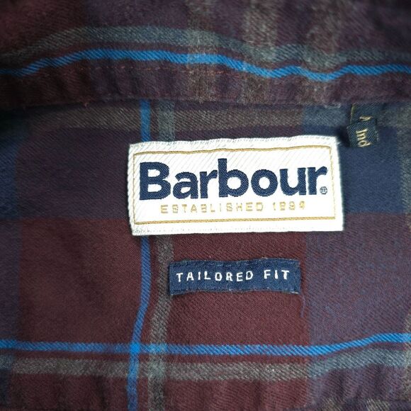 Barbour Shirt Mens XL Tailored Fit Red Plaid Stapleton Casual Work Outdoors Logo - Picture 6 of 13
